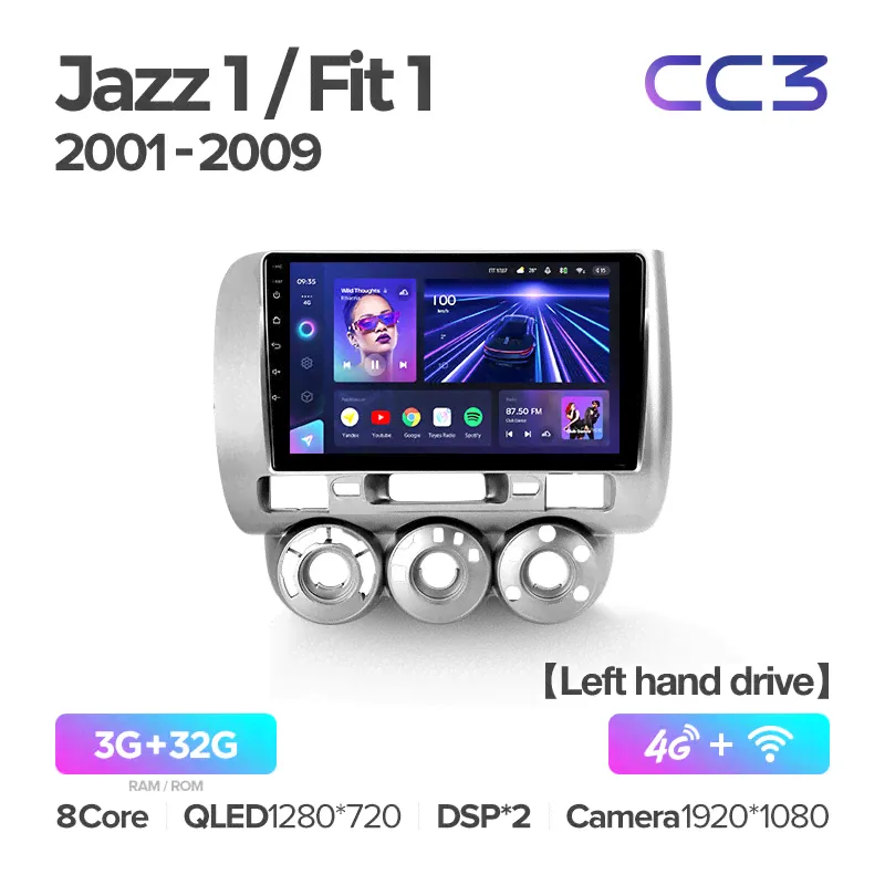 Штатная магнитола Teyes CC3 для Honda Jazz 1 GD Fit 1 2001-2009 на Android 10-0