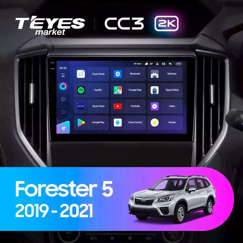 TEYES Магнитола CC3 2K 4 Gb 9.5" для Subaru Forester 5 SK 2018-2021 64 Gb