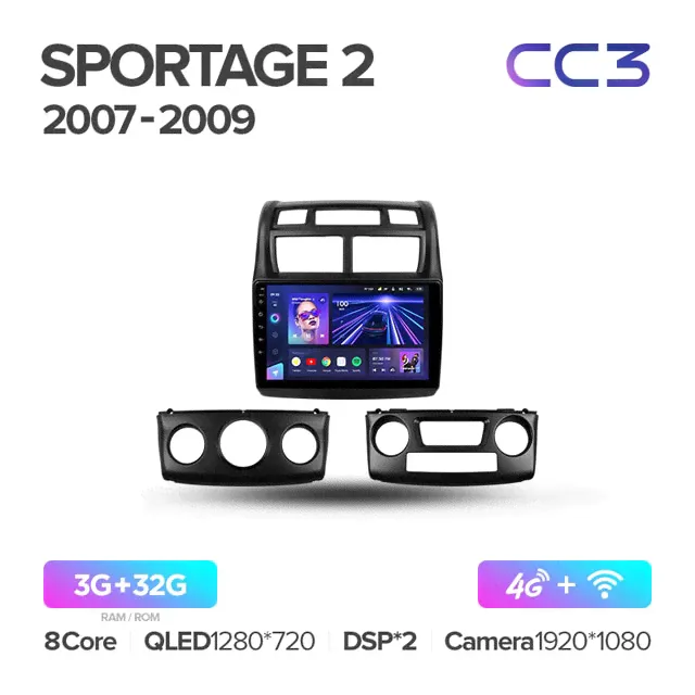 Магнитола Teyes CC3 4-32 Kia Sportage 2 2007-2009 9.0"-0