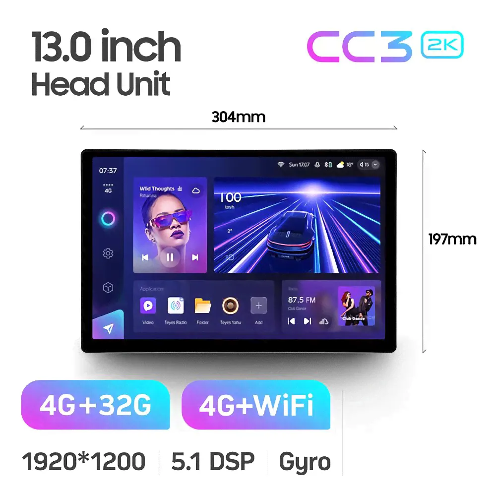 Магнитола Teyes CC3 4/32 2k-display 13" ( универсальная )-0