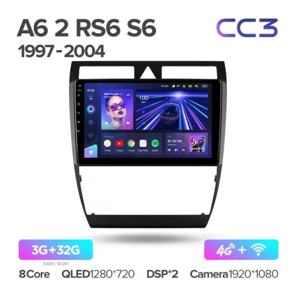 Штатная магнитола Teyes CC3 для Audi A6 C5 1997-2004 на Android 10