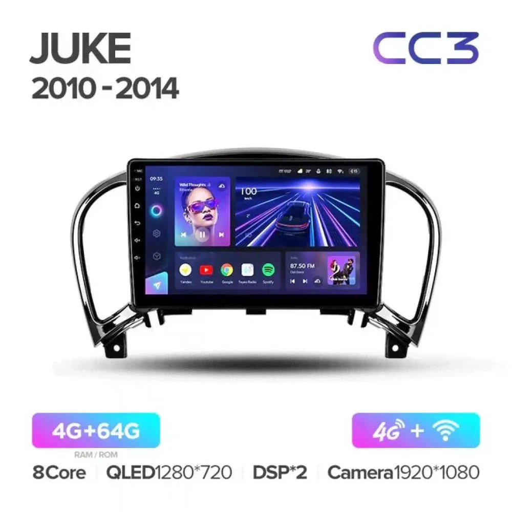 Магнитола Teyes CC3 4-32 Nissan Juke 2010-2014 9.0"